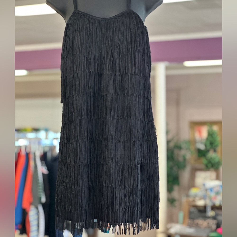 Black fringe top size Xl /Dress if wear size lg